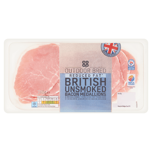 Co-op 8 Outdoor Bred British Unsmoked Bacon Medallions 240g