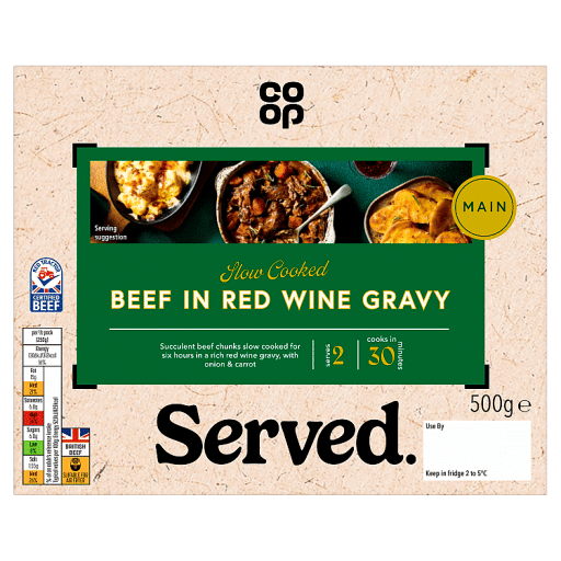 Co-op Slow Cooked Beef in Red Wine Gravy 500g