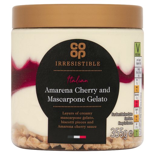 Co-op Irresistible Italian Amarena Cherry and Mascarpone Gelato 355g