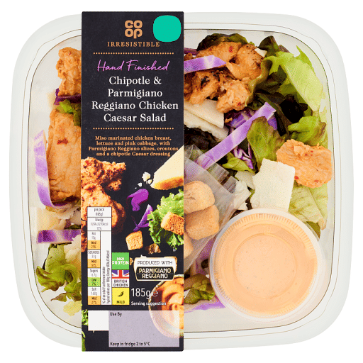 Co-op Irresistible Chipotle & Parmigiano Reggiano Chicken Caesar Salad 185g