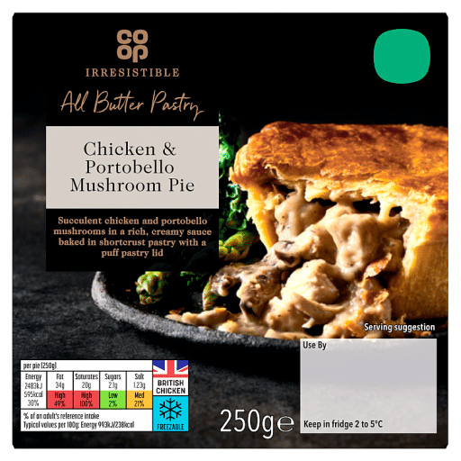 Co-op Irresistible Chicken u0026 Portobello Mushroom Pie 250g
