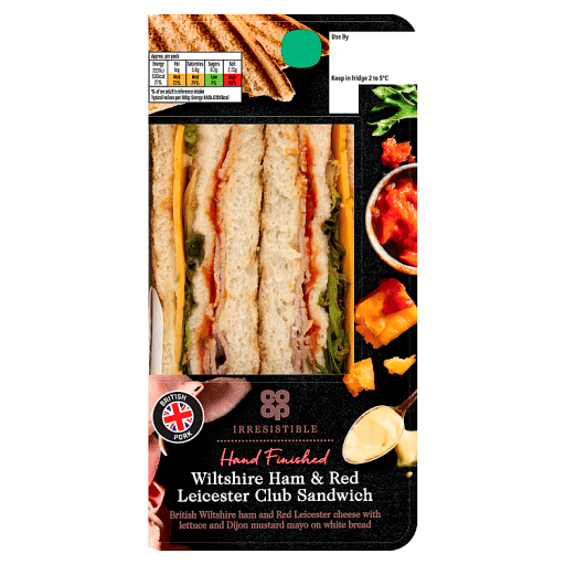 Co-op Irresistible Wiltshire Ham & Red Leicester Club Sandwich