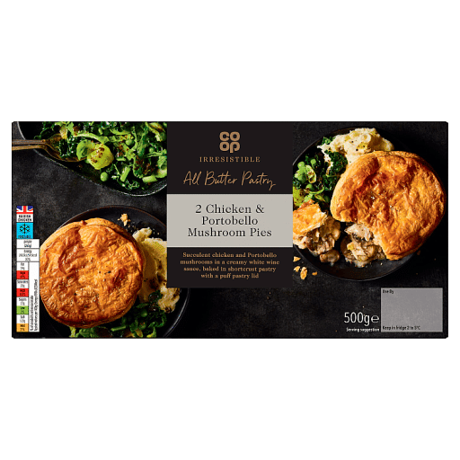 Co-op Irresistible 2 Chicken & Portobello Mushroom Pies 500g