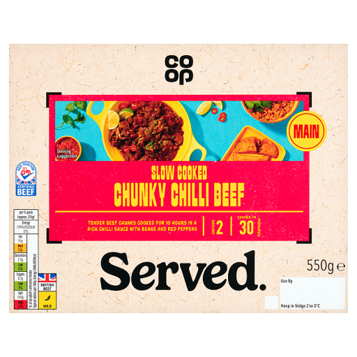 Co-op Served Slow Cooked Chunky Beef Chilli 550g