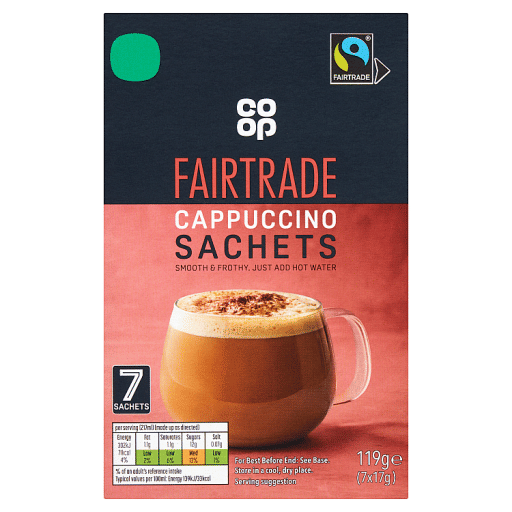 Co-op Fairtrade Cappuccino Sachets 7 x 17g (119g)