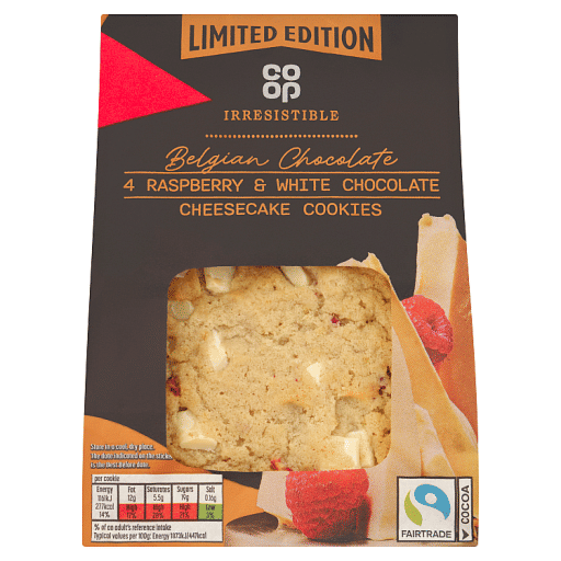 Co-op Irresistible Limited Edition 4 Raspberry & White Chocolate Cheesecake Cookies