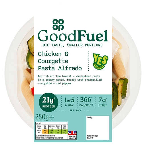 Co-op Goodfuel Chicken u0026 Courgette Pasta Alfredo 250g