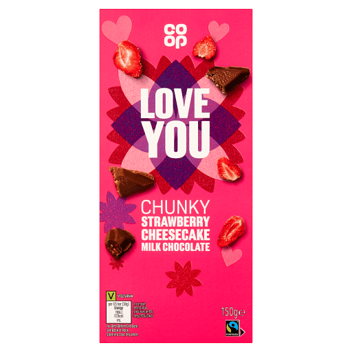 Co-op Chunky Strawberry Cheesecake Milk Chocolate 150g