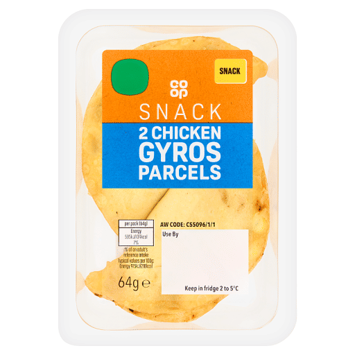 Co-op 2 Snack Chicken Gyros Parcels 64g
