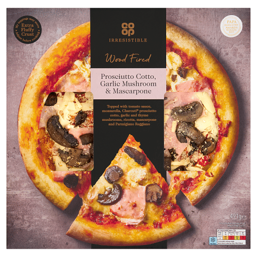 Co-op Irresistible Wood Fired Prosciutto Cotto, Garlic Mushroom & Mascarpone 491g