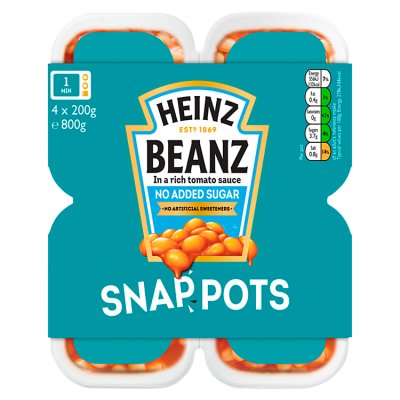 Heinz Baked Beans Snap Pots No Added Sugar