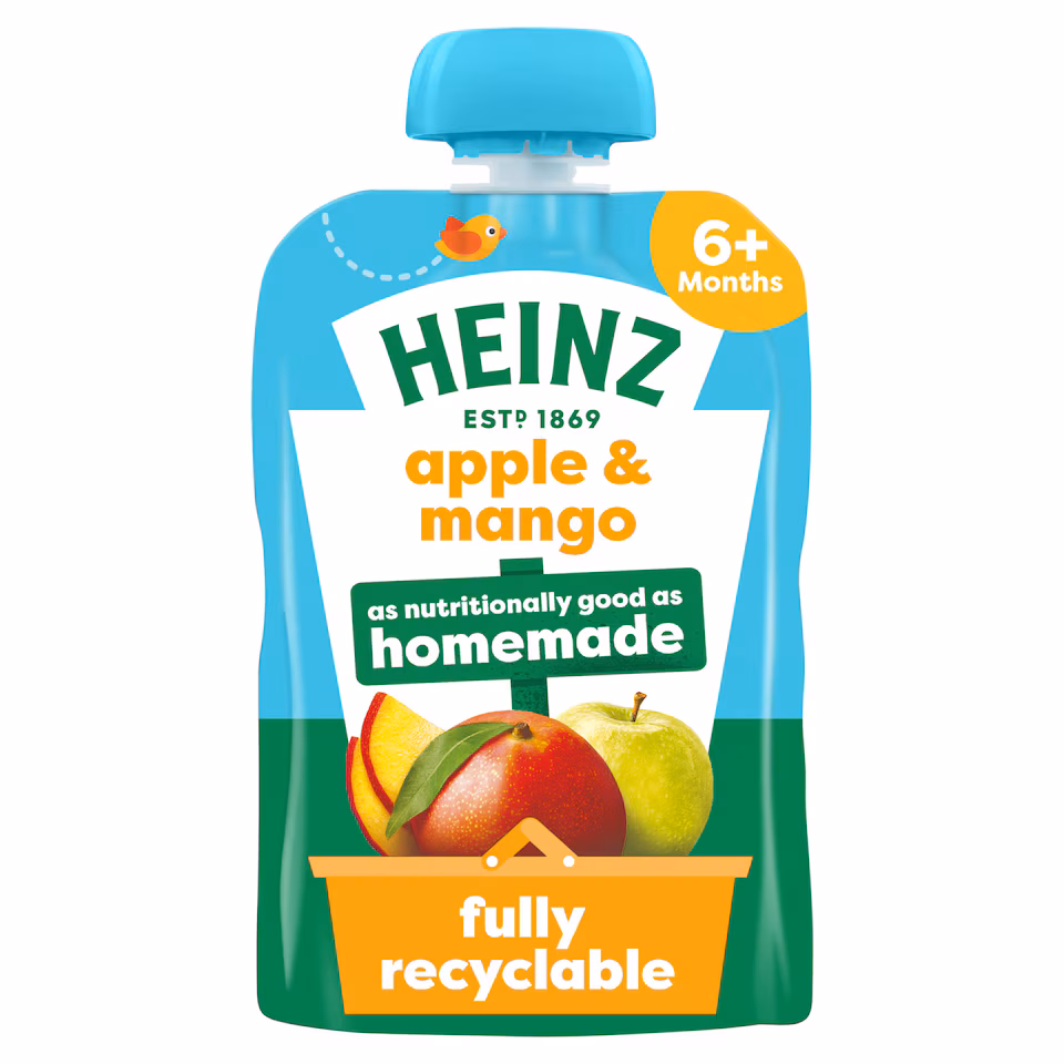 Heinz Apple & Mango Baby Food Fruit Puree Pouch 100g
