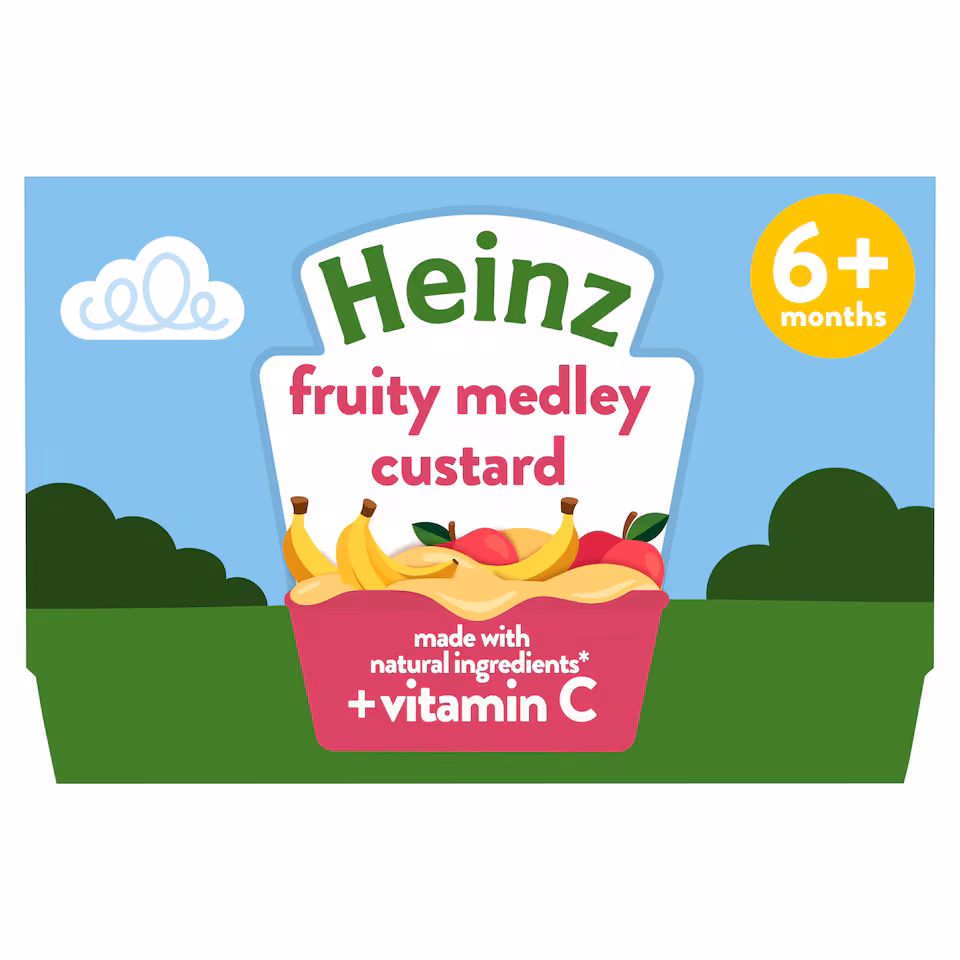 Heinz Fruity Medley Custard Baby Food Dessert Pots 4 x 100g