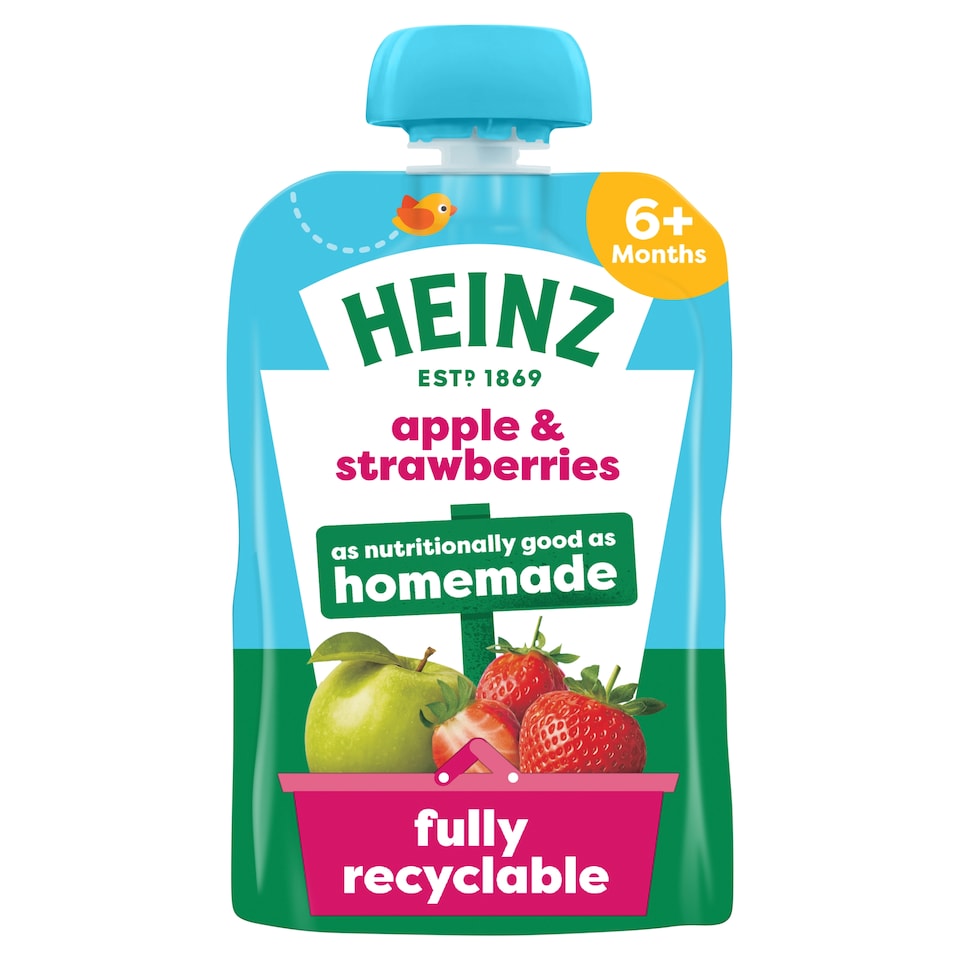Heinz Apple & Strawberry Baby Food Fruit Puree Pouch 100g