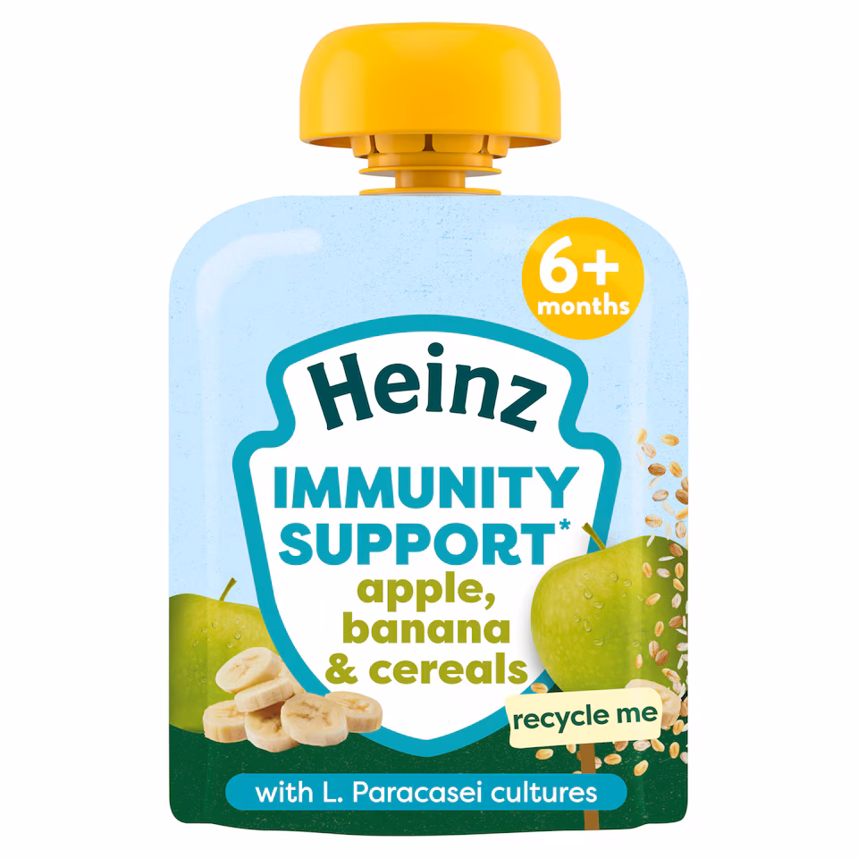 Heinz Apple, Banana & Cereals Immunity Support Baby Food Pouch 85g