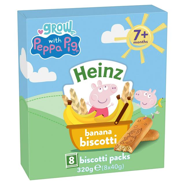 Heinz Peppa Pig Banana Biscotti Baby Food Snacks 7+ Months Multipack 8 x 40g
