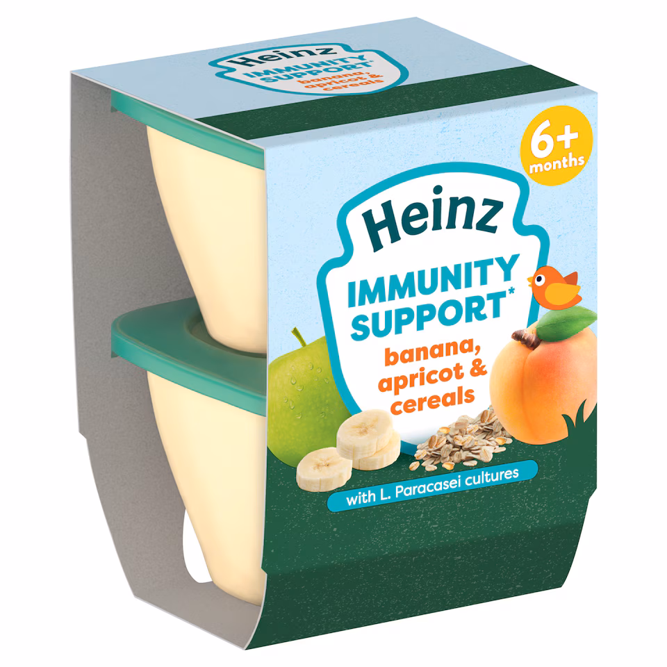 Heinz Immunity Support Banana, Apricot and Cereals Pot Baby Food 6m+ 2x100g