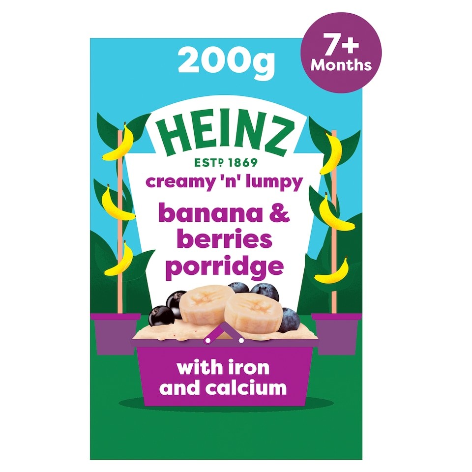 Heinz Banana & Berries Porridge Baby Food 7m+ 200g