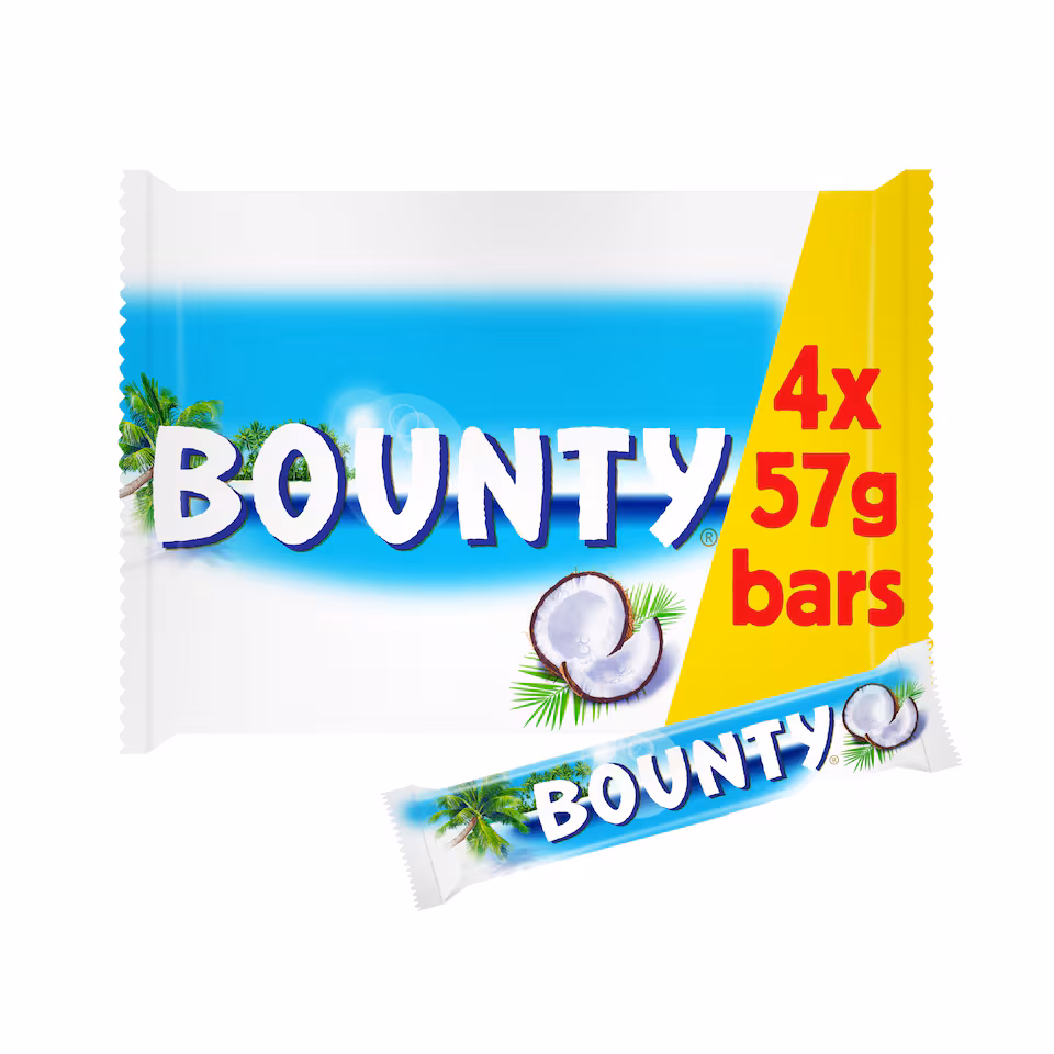 Bounty Coconut & Milk Chocolate Duo Bars Multipack 4 x 57g