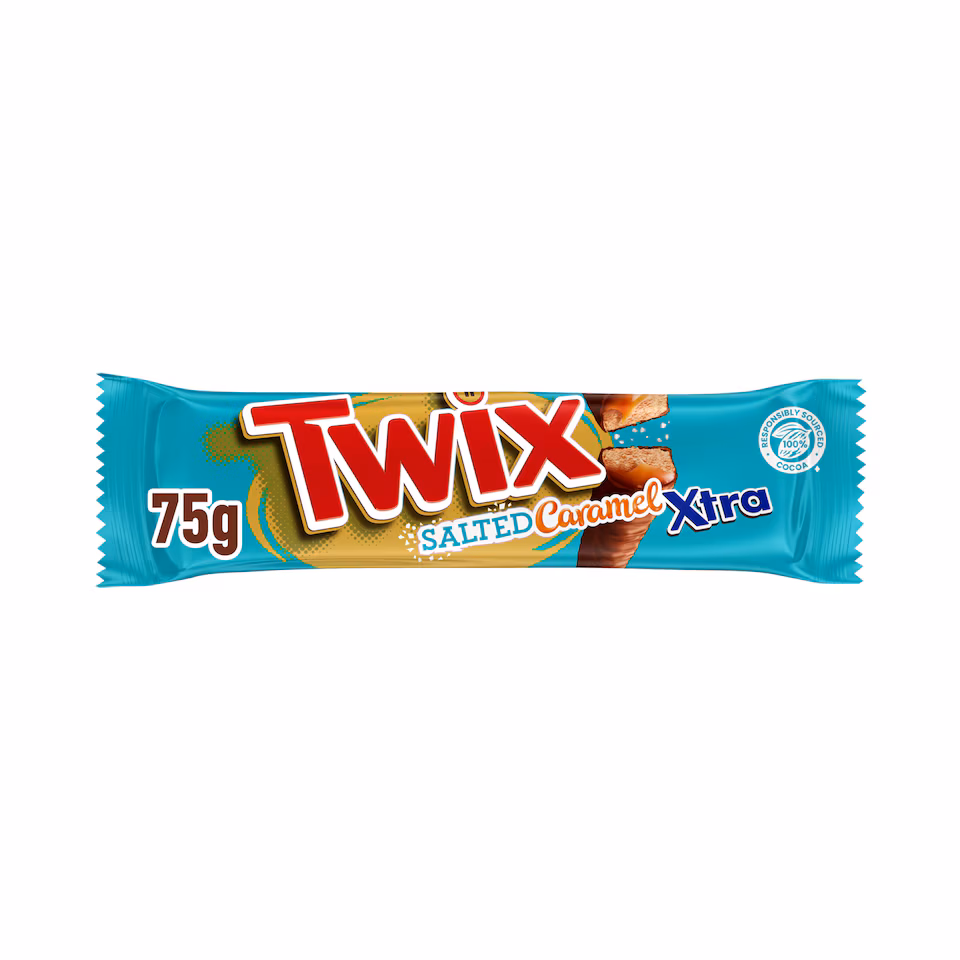 Twix Xtra Salted Caramel Milk Chocolate Biscuit Twin Bars 75g