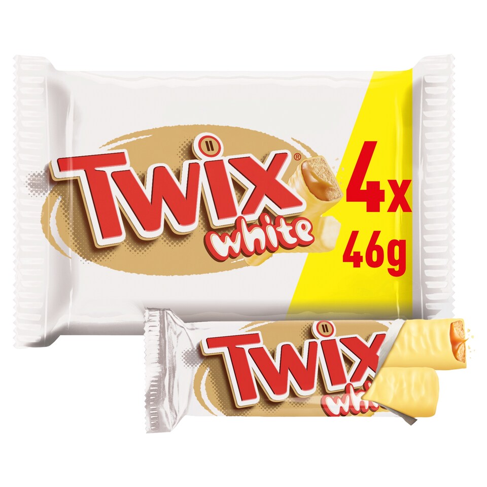 Twix Caramel & White Chocolate Fingers Biscuit Twin Bars 4 x 46g