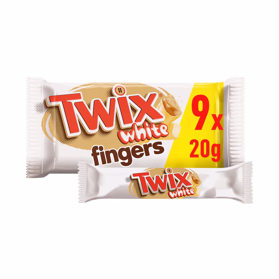 Twix White Chocolate Biscuit Snack Bars Multipack Chocolate 9x20g