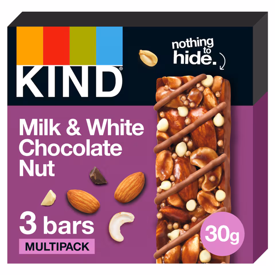 KIND Milk & White Chocolate Nut Bars 3x30g