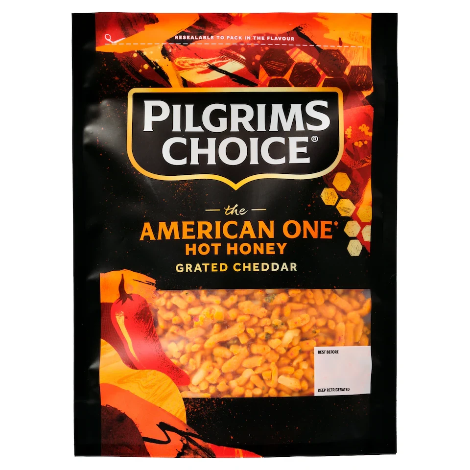 Pilgrims Choice The American One Hot Honey Grated Cheese 180g