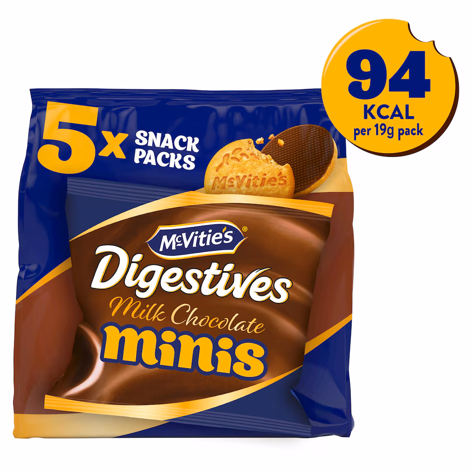 McVitie's Digestives Milk Chocolate Mini Biscuits Snack Multipack 5x19g