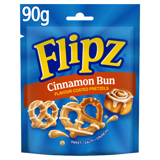 Flipz Cinnamon Bun Flavour Coated Pretzel Snacks 90g