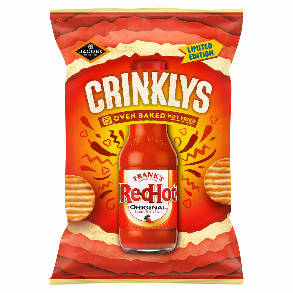 Jacob's Crinklys Franks Red Hot Original Baked Snacks Sharebag 150g