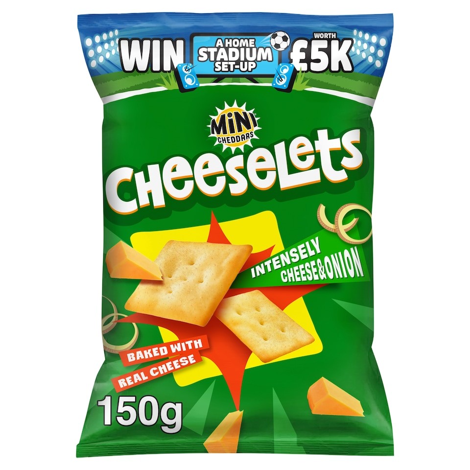 Mini Cheddars Cheeselets Cheese & Onion Baked Snacks 150g