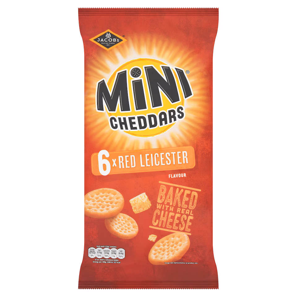 Jacob's Mini Cheddars Multipack Snacks - Red Leicester 6x23g