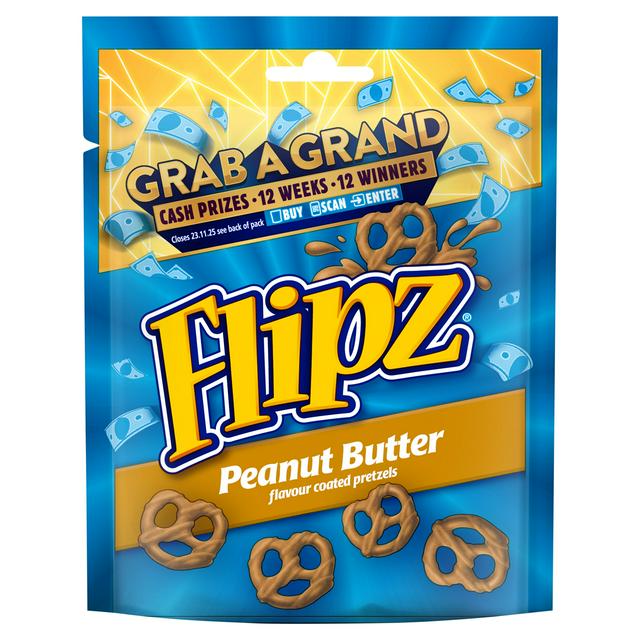 Flipz Peanut Butter Flavour Coated Pretzel Snacks 90g