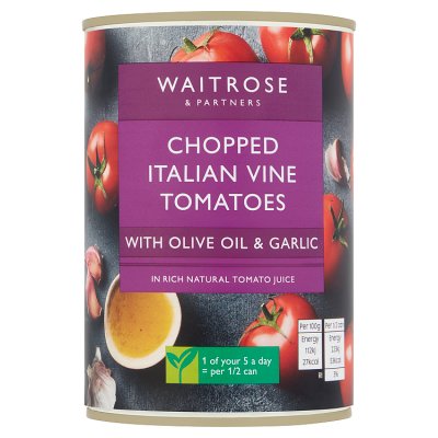 Waitrose Chopped Tomatoes with Olive Oil & Garlic
