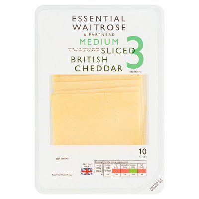 Essential Medium Sliced Cheddar Cheese Strength 3