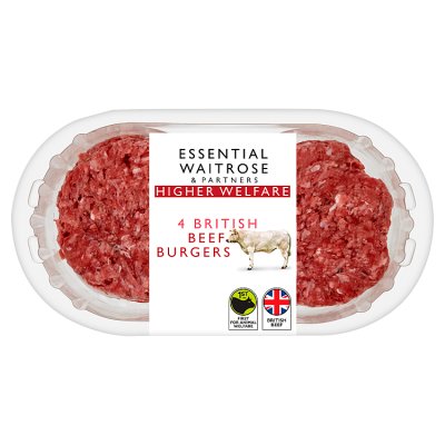 Essential 4 British Beef Quarterpounder Burgers