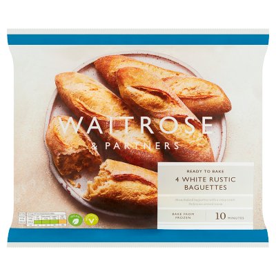 Waitrose 4 Frozen White Rustic Baguettes