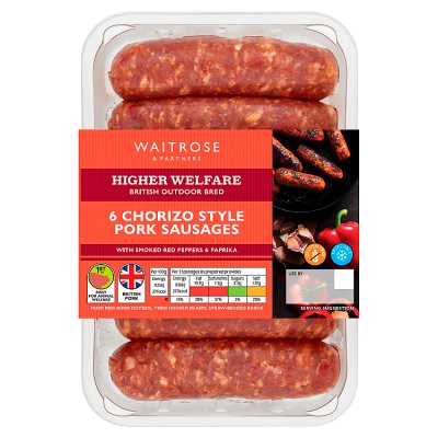 Waitrose 6 Chorizo Style Pork Sausages