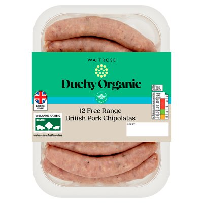 Duchy Organic 12 British Pork Chipolatas