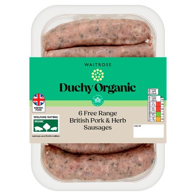 Duchy Organic 6 British Pork Sausages with Herbs