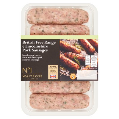 No.1 Free Range 6 Lincolnshire Pork Sausages