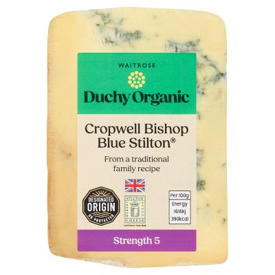 Duchy Organic Cropwell Bishop PDO Blue Stilton Cheese Strength 5