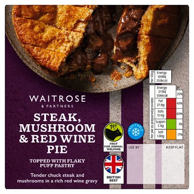 Waitrose Steak, Mushroom & Red Wine Pie