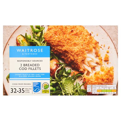 Waitrose Frozen 2 Breaded Cod Fillets