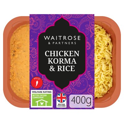 Waitrose Indian Chicken Korma With Pilau Rice Curry for 1