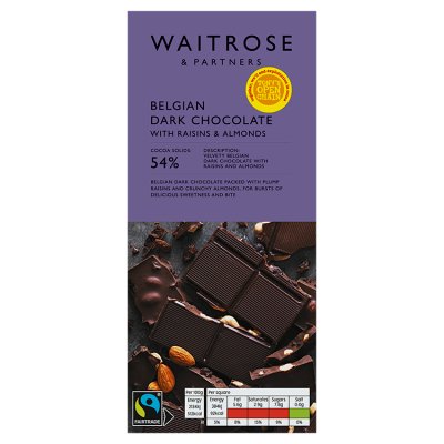Waitrose Dark Choc with Raisins & Almonds