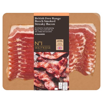 No.1 10 Free Range Beech Smoked Dry Cured Streaky Bacon Rashers