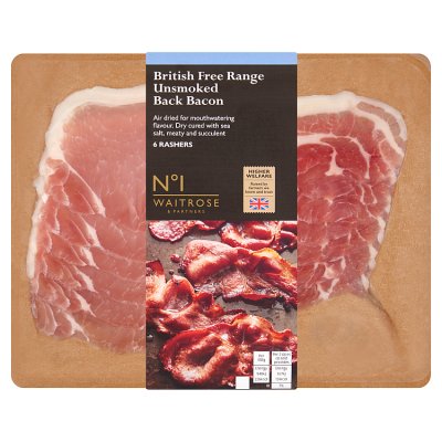 No.1 6 Free Range Unsmoked Dry Cured Back Bacon Rashers
