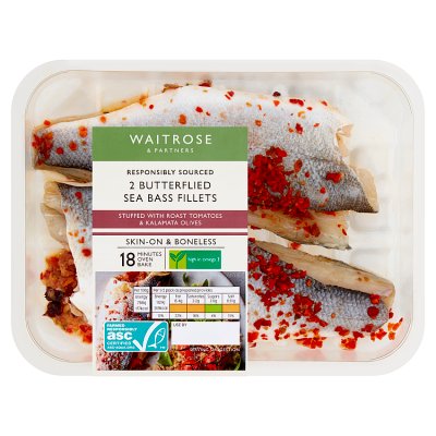 Waitrose 2 Sea Bass Fillets, Tomatoes and Olives